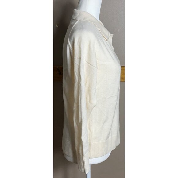 Quince Cashmere Polo Sweater Ivory Mongolian Luxury Elevated Classic Womens S - Picture 7 of 9